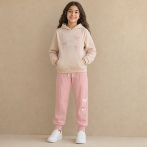 03-17017-JG GIRLS HOODIE SET / 03-17017-JG GIRLS HOODIE SET - DAWN-PPINK - on model