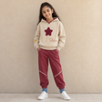 03-17063-JG GIRLS HOODIE SET / 03-17063-JG GIRLS HOODIE SET - VANIL-REDV - on model