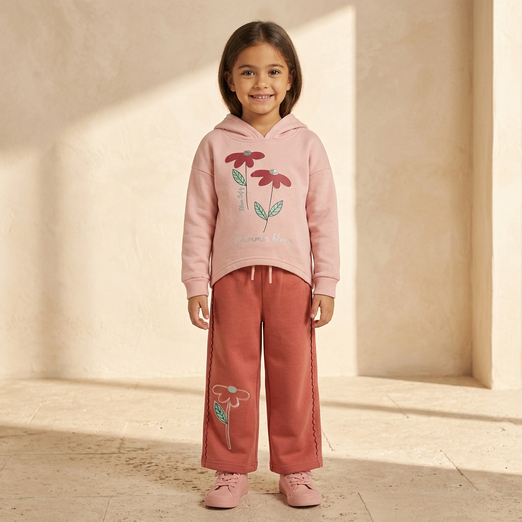 Girls Hoodie & Wide Leg Pants Set