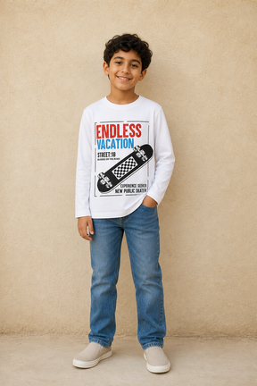 SLSN2634-JB BOYS GRAPHIC T SHIRT / SLSN2634-JB BOYS GRAPHIC - WHITE - on model