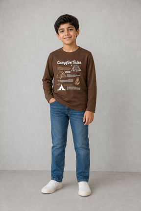 SLSN2642-TB BOYS GRAPHIC T SHIRT / SLSN2642-TB BOYS GRAPHIC - BROWN - on model