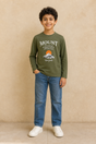 SLSN2643-TB BOYS GRAPHIC T SHIRT / SLSN2643-TB BOYS GRAPHIC - DARK OLIVE - on model