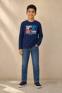 SLSN2644-TB BOYS GRAPHIC T SHIRT / SLSN2644-TB BOYS GRAPHIC - NAVY - on model