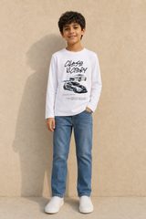 SLSN2646-TB BOYS GRAPHIC T SHIRT / SLSN2646-TB BOYS GRAPHIC - WHITE - on model