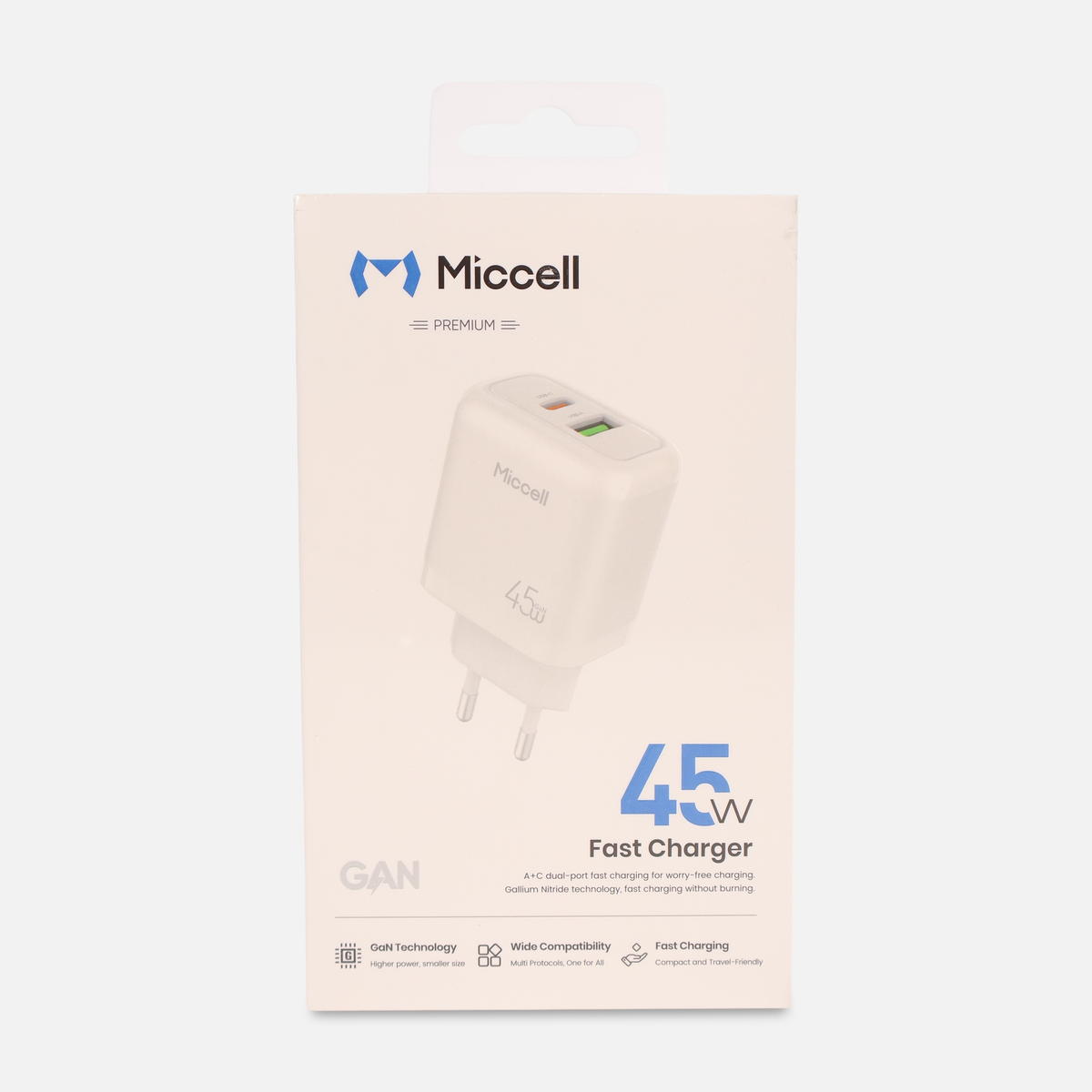 شاحن جداري 45 واط GaN بمنفذين