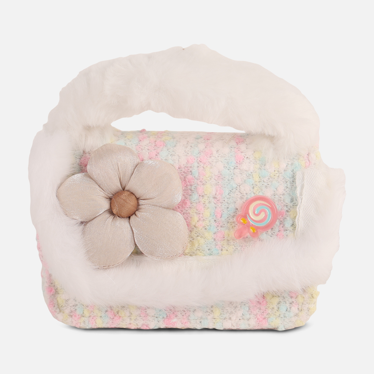 Girls Faux Fur Handle Crossbody Bag