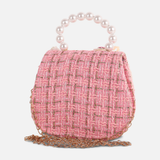 Girls Teddy Bear Pearl Handle Crossbody Bag