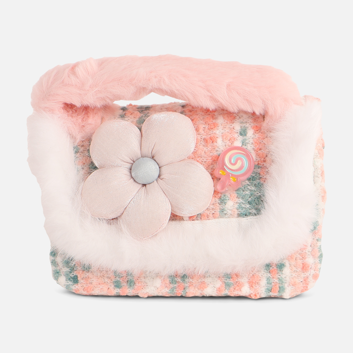 Girls Faux Fur Trim Crossbody Bag