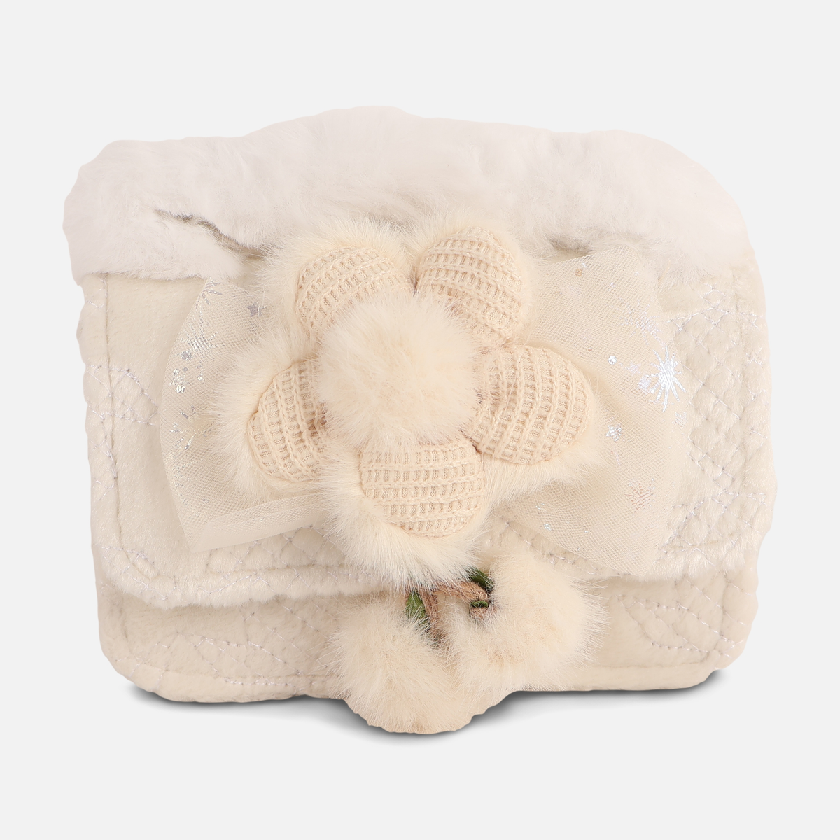 Girls Faux Fur Flower Crossbody Bag
