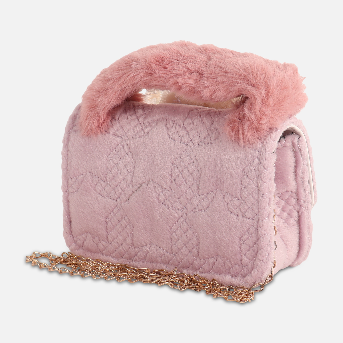 Girls Faux Fur Flower Crossbody Bag