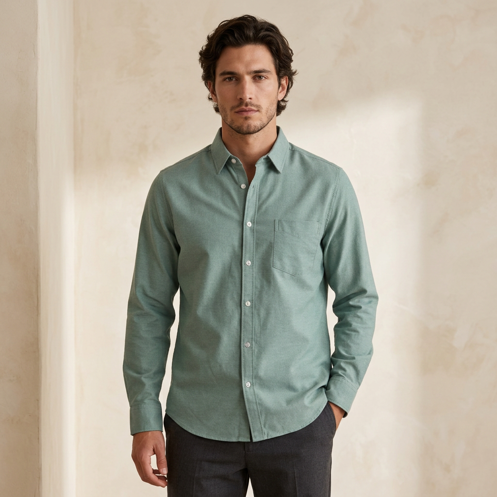 Men Basic Oxford Shirt Long Sleeve