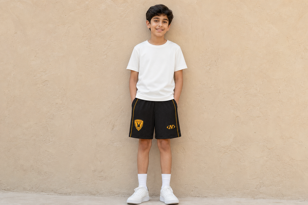 Boys Qadsia Short - BLACK - on model
