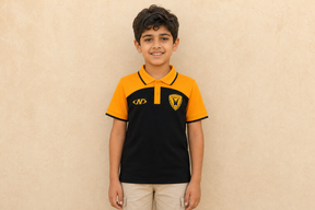 Boys Qadsia T-Shirt Polo - BLACK - on model