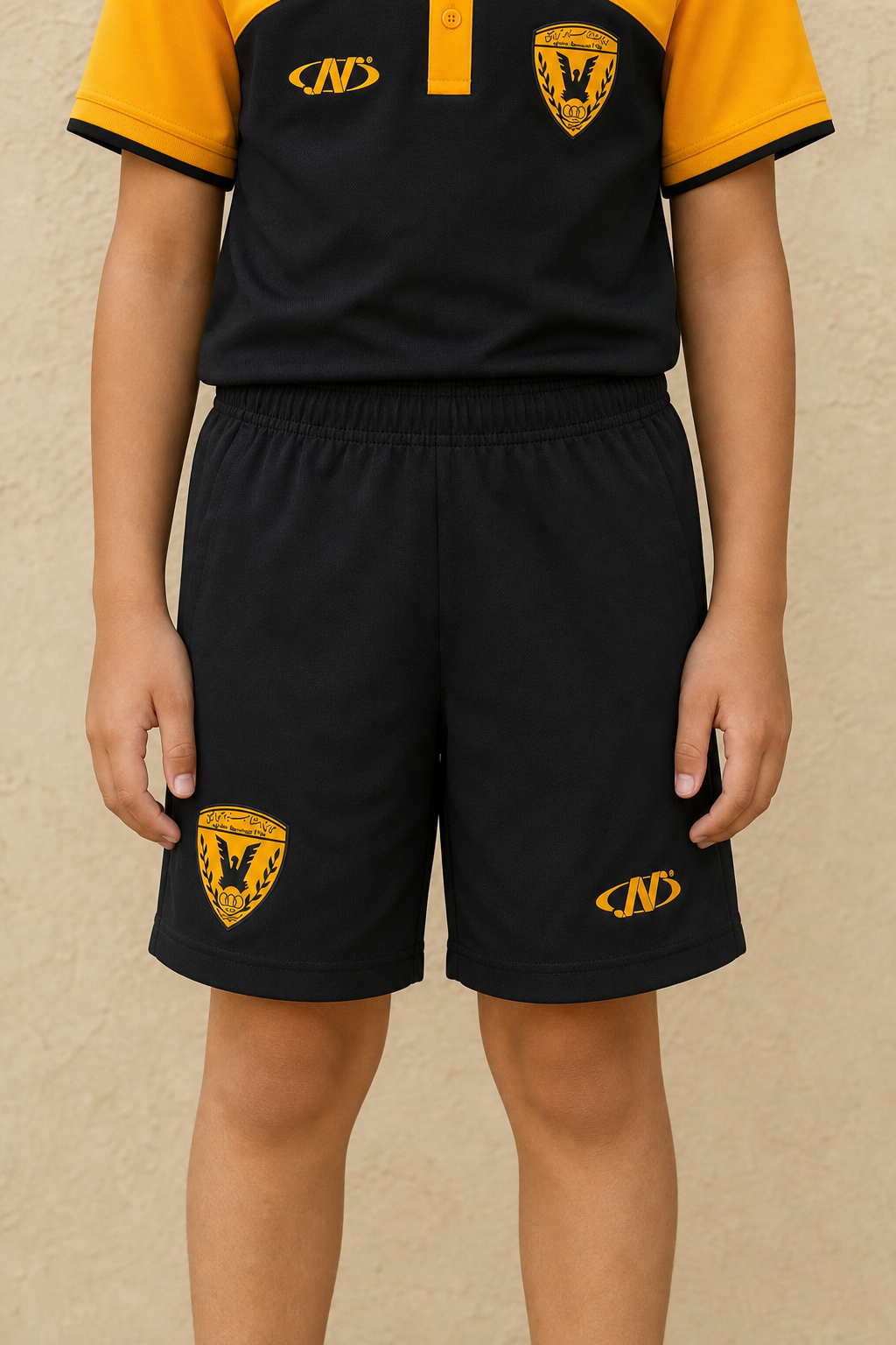 Boys Qadsia Short - BLACK - on model