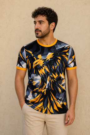 Mens Qadsia T-Shirt Short Sleeve - ORANGE - on model