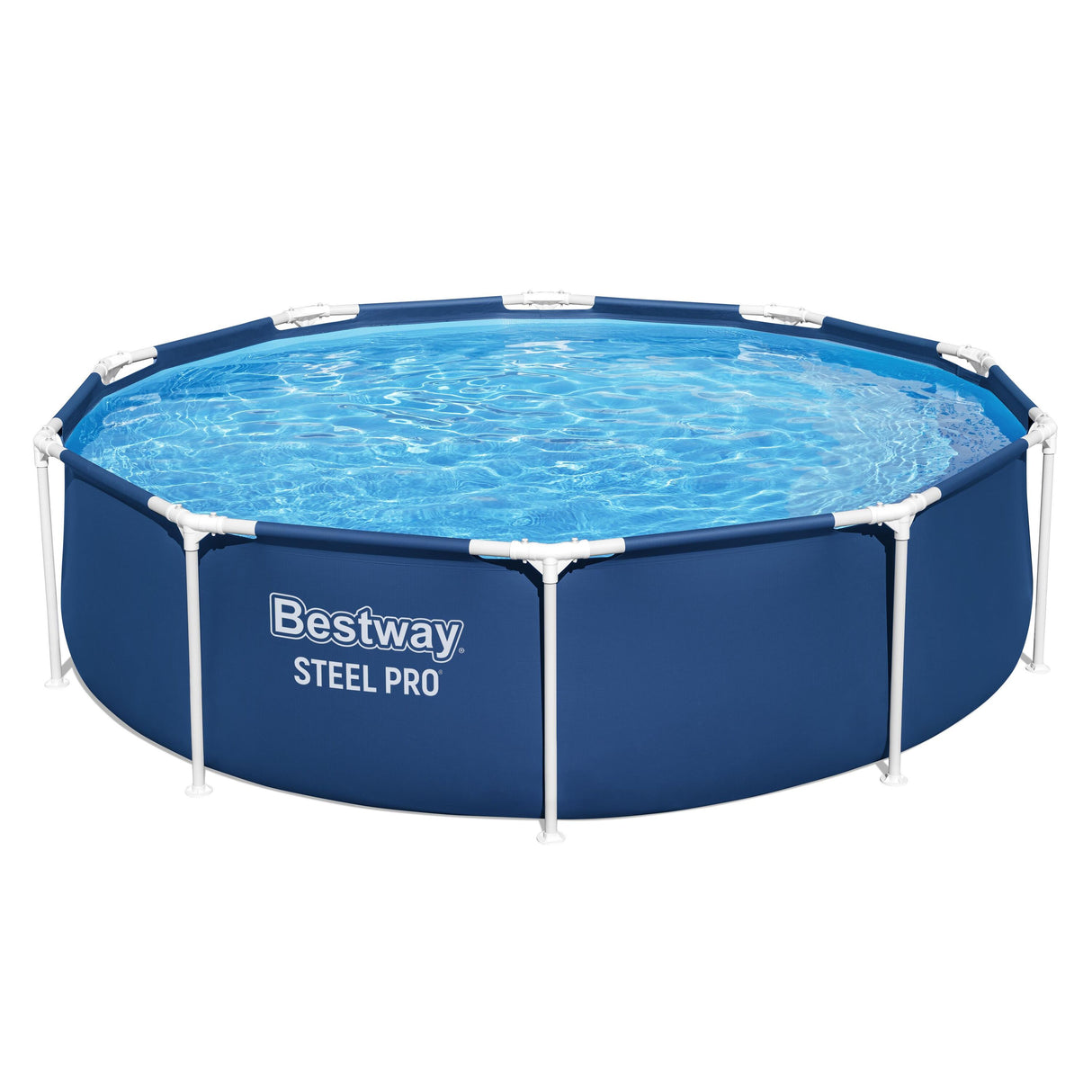 Round Pool Set Steel Pro - Above Ground Metal Frame Outdoor Swimming Pool
