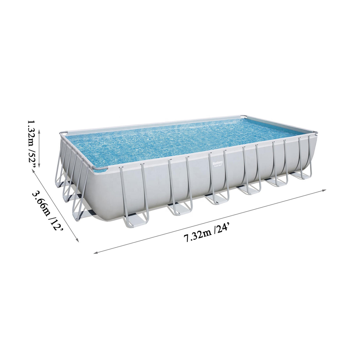 RECTANGULAR FRAME SWIMMING POOL SET 7.32 m X 3.66 m X 1.32 m