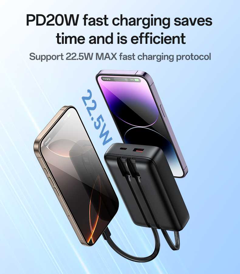 Power Bank + Cables 22.5W 10000 mAh