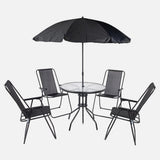 Steel Outdoor Patio Set With Parasol And Glass Table 6 Piece 