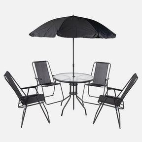 Steel Outdoor Patio Set With Parasol And Glass Table 6 Piece 