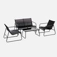 Steel Patio Seating Set With Glass Table 4-Piece 