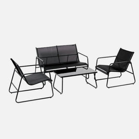 Steel Patio Seating Set With Glass Table 4-Piece 