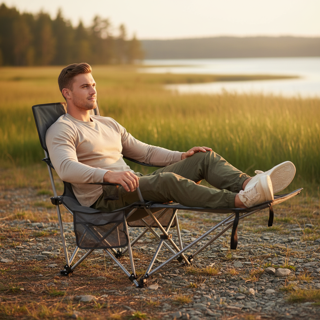Folding Camping Chair With Footrest