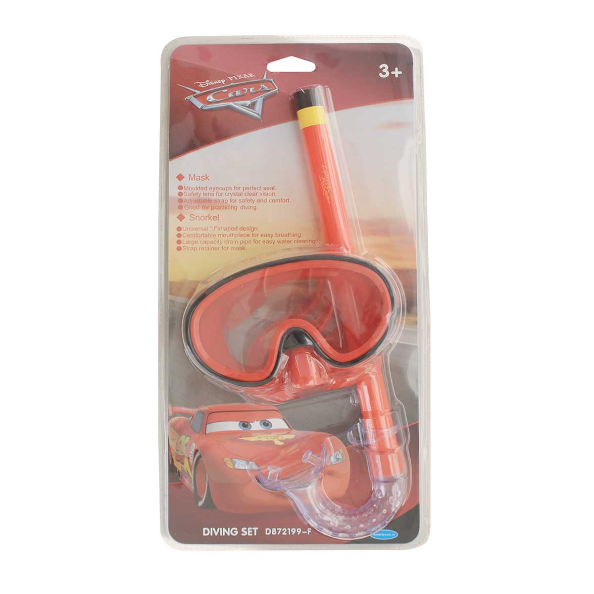 Cars Swimming Mask Snorkle Set D872199-F Red (Size +3) (2020)