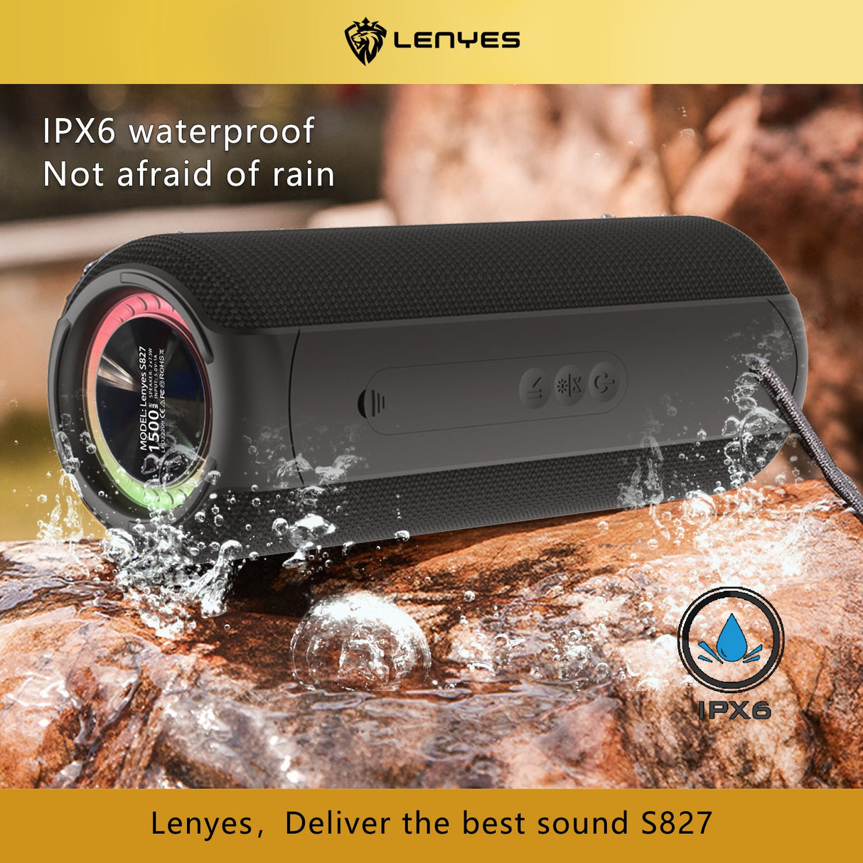 LENYES WIRELESS SPEAKER 15W IPX6 WATERPROOF