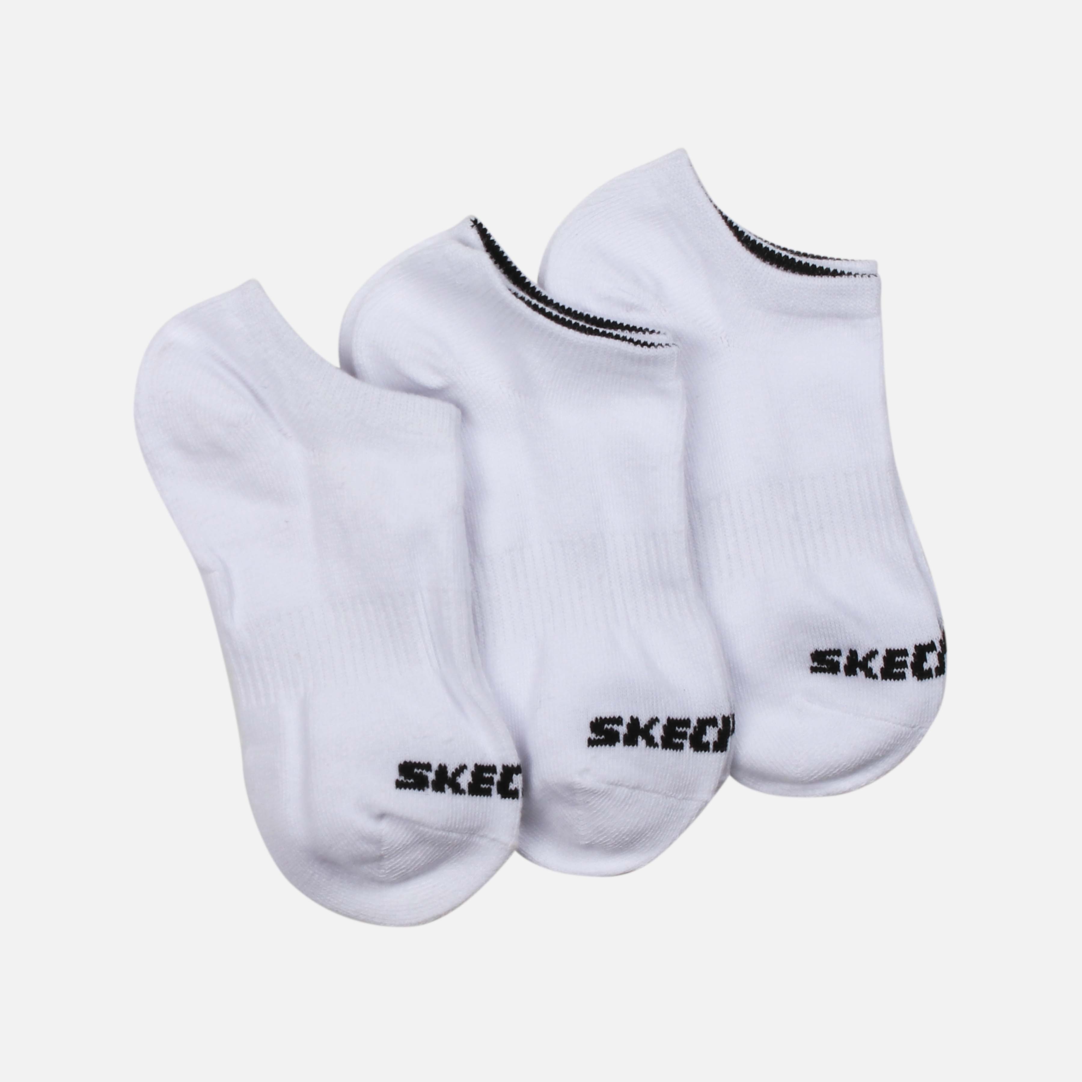 S114041B 100 SKECHERS UNISEX NON TERRY NO SHOW SOCKS 3PRS 1000449932 WHT TRD Al Nasser