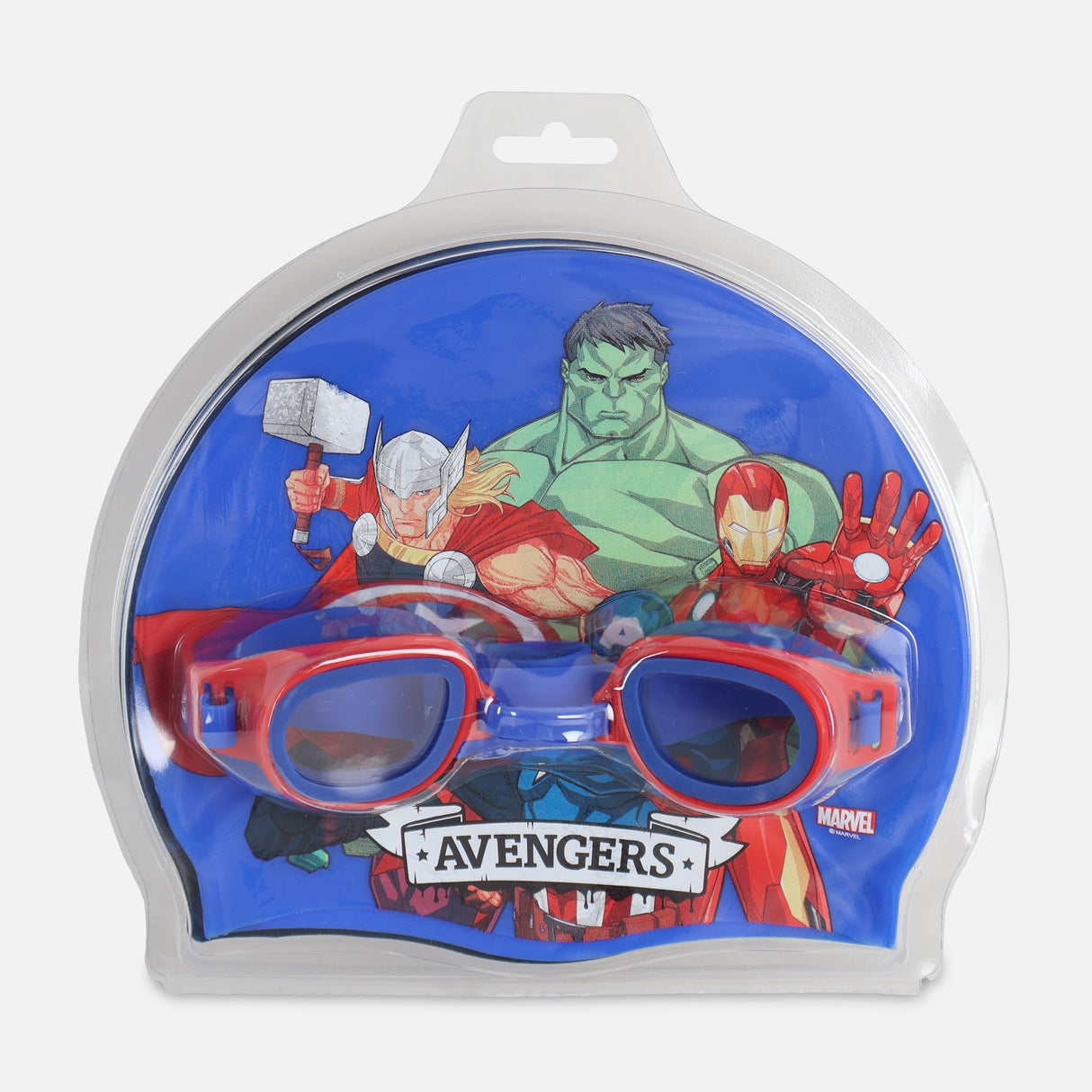 MESUCA AVENGERS SWIM CAP AND GOOGLE SET (+3Y)