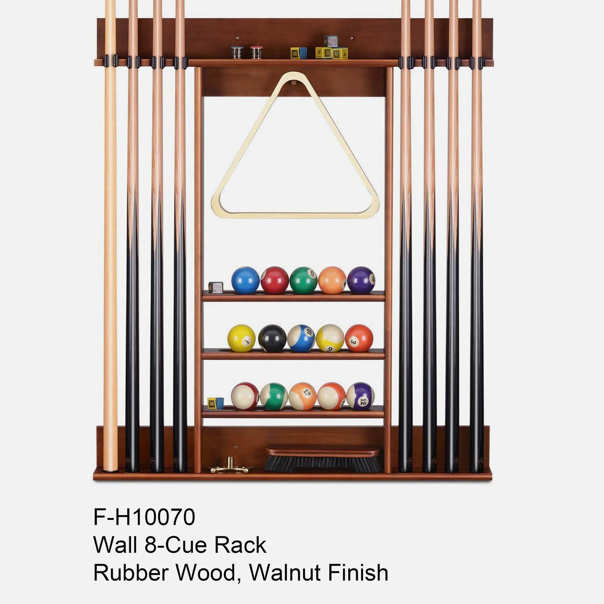 BILLIARD 8-CUES WALL RACK WALNUT FINISH