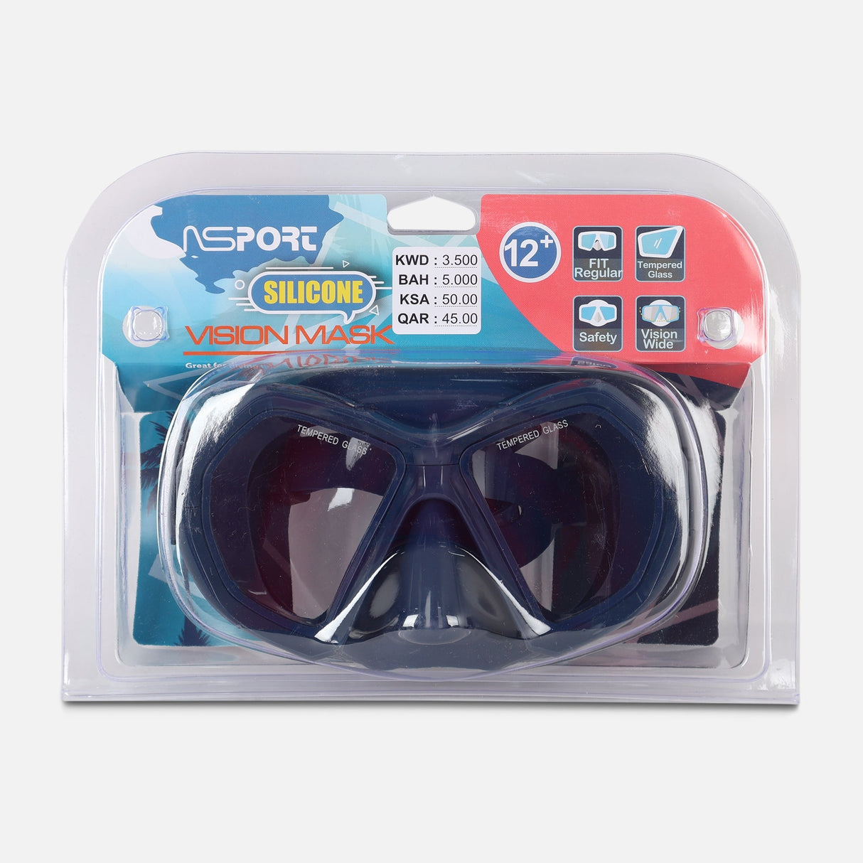 SWIM MASK ANTI FOG WITH SILICONE MASK & STRAP (+12Y)