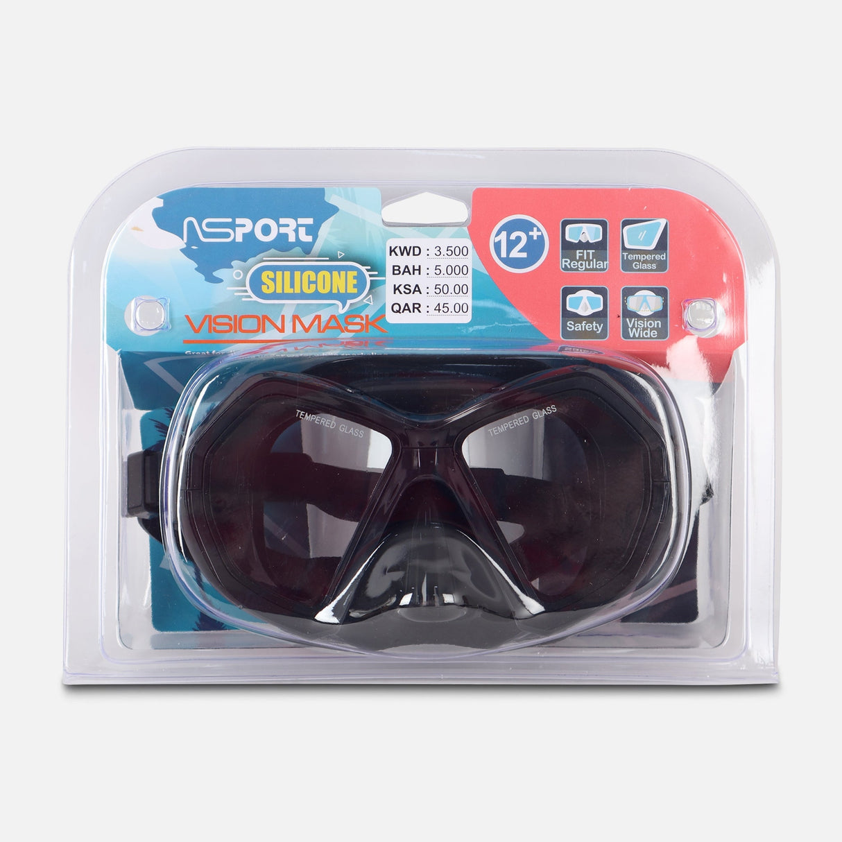 SWIM MASK ANTI FOG WITH SILICONE MASK & STRAP (+12Y)