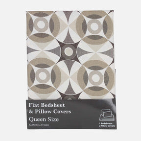 HONEY BRUSH QUEEN BED SHEET WITH 2 PILLOW COVER (90X108 CM)