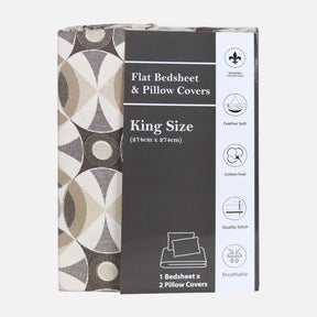 HONEY BRUSH KING BED SHEET WITH 2 PILLOW COVER (108X108 CM)