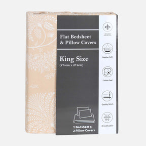 HONEY BRUSH KING BED SHEET WITH 2 PILLOW COVER (108X108 CM)