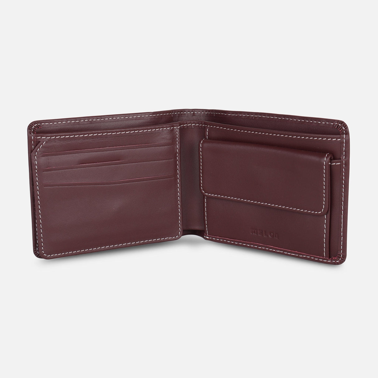 MEN BI-FOLD LEATHER WALLET WITH COIN POCKET