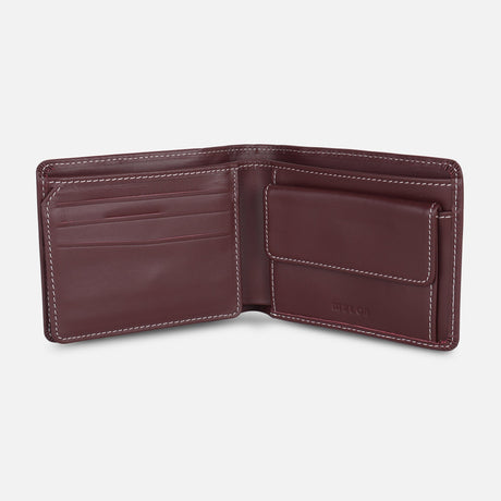 MEN BI-FOLD LEATHER WALLET WITH COIN POCKET