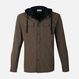 MEN HOODED LONG SLEEVE SHIRT WITH COLLAR