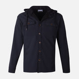 MEN HOODED LONG SLEEVE SHIRT WITH COLLAR