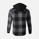 MEN HOODED LONG SLEEVE SHIRT WITH COLLAR