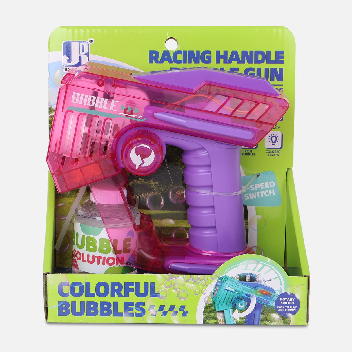 10 HOLE TRANSPARENT RACING HANDLE BUBBLE GUN TOY