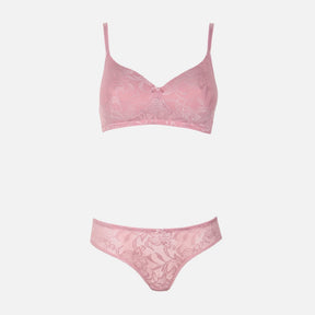 Jacquard Padded Bra & Panty Set Cup B