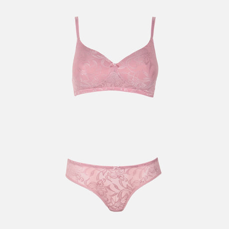 Jacquard Padded Bra & Panty Set Cup B