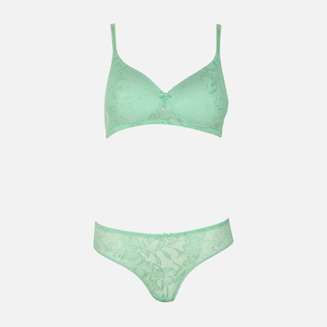 Jacquard Padded Bra & Panty Set Cup C