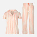 Womens Striped Pyjama Set Short Sleeve Top And Pant