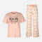 Womens Pyjama Set Short Sleeve Top And Wide Leg Pant
