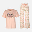 Womens Pyjama Set Short Sleeve Top And Wide Leg Pant