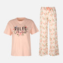 Womens Pyjama Set Short Sleeve Top And Wide Leg Pant